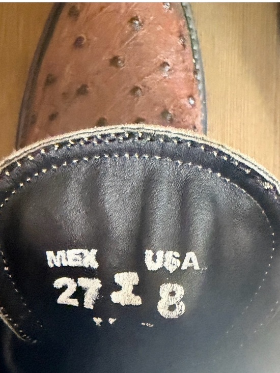 Handcrafted Mexican Ostrich Print Leather Packer Boots Mens 8 Womens 10 main image 8